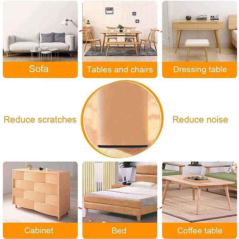 48Pc Furniture Glides Rectangle Furniture Sliders 25X100mm Self Adhesive Furniture Moving Sliders For Floor Protector