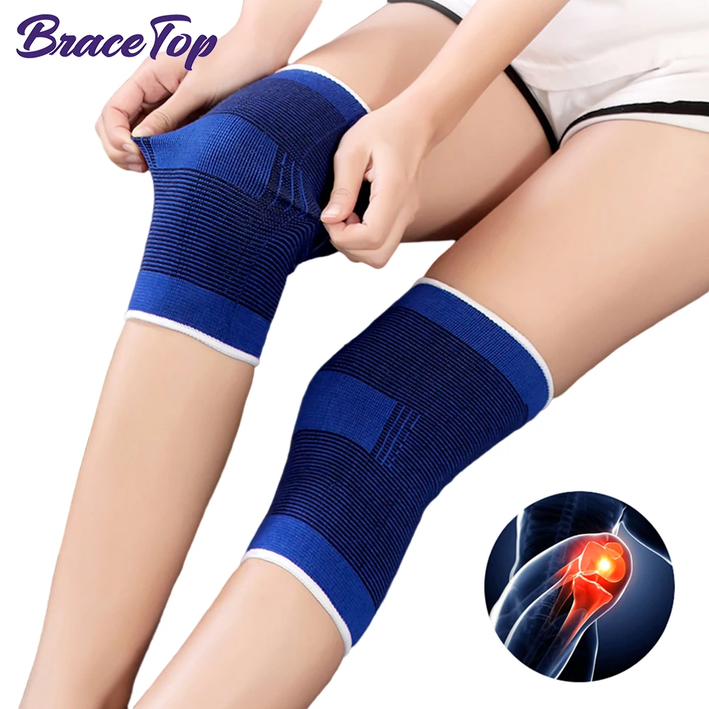 BraceTop 1 Pair Sports Knee Support Brace Wraps Compression Sleeve Stabilizer for Arthritis Meniscus Patella Protector Running