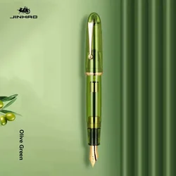 JinHao 9019 Fountain Pen Acrylic Transparent Spin Pen 40MM Nib Stationery Office School Supplies High Capacity Ink Converter