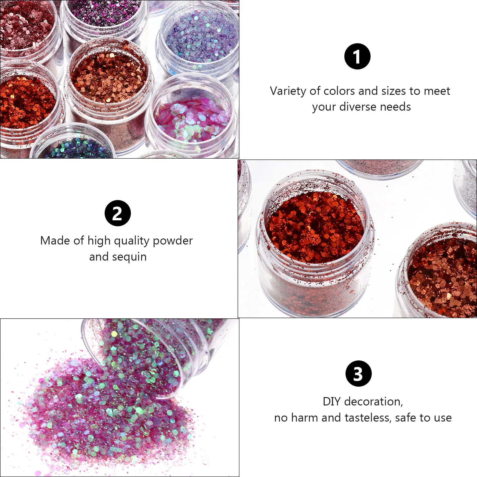 

20Pcs Nail Art Sequin Glitter Sparkling Powder for Manicure Body Makeup Eye Makeup Nail Decor DIY Crafts Party Wedding