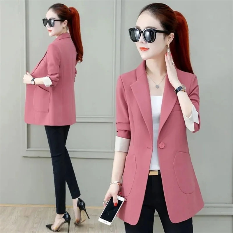 Black Women Blazer 2025 Formal Slim Blazers Lady Office Work Suit Pockets Jackets Coat Female Korea Casual Short Blazer Femme