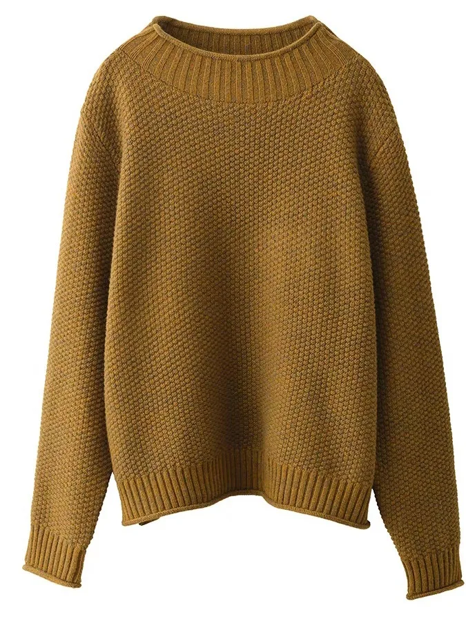 Sweter damski z dzianiny z wzorem sosny, z podwójnej bawełny, rozmiar L, z wysokim kołnierzem, modny top.