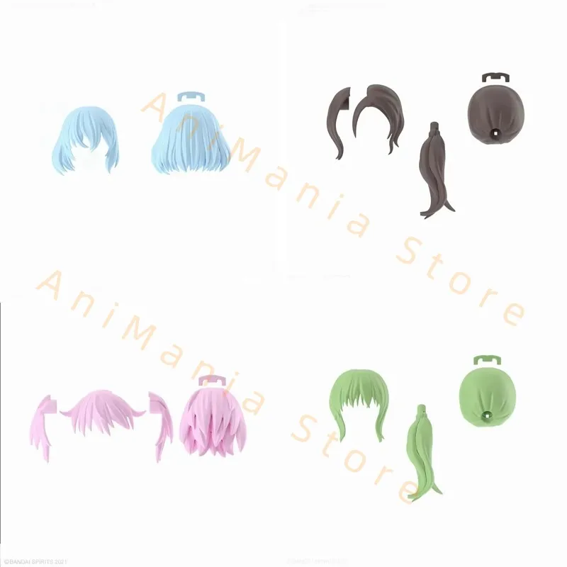 Bandai Oryginalne oryginalne części fryzury 30MS Vol.9 WSZYSTKIE 4 TYPY WŁOSÓW KUCYKOWYCH 7 (ZIELONY 2) Kolekcja figurek Zabawki dla dzieci Prezenty