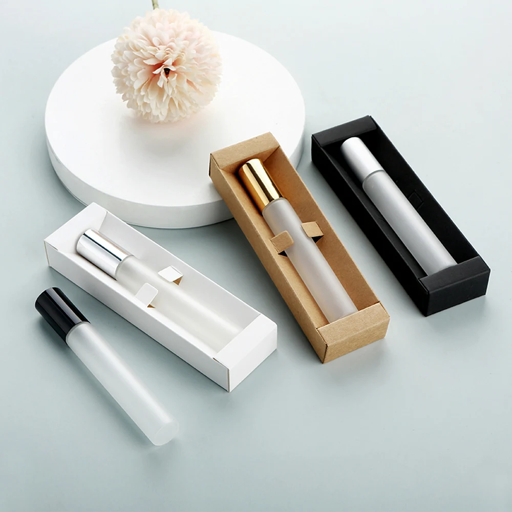 

30/50Pcs 15ml Elegant Frosted Glass Perfume Spray Bottles, Press-Type, Reusable With Exquisite Box Print LOGO Pay Extra