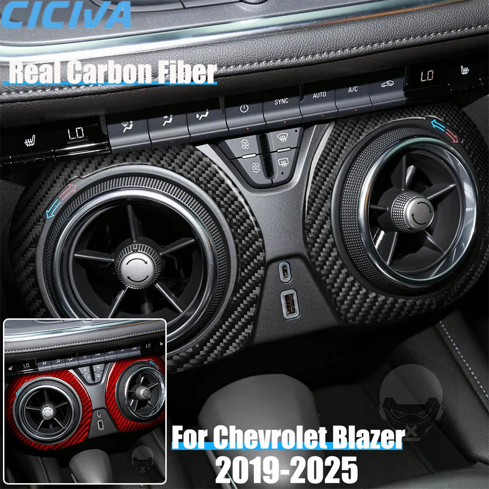 

Real Carbon Fiber Car Accessories Center Vent Trim Cover Soft Sticker For Chevrolet Blazer 2019 2020 2021 2022 2023 2024 2025