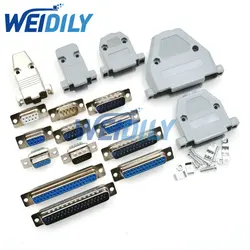 5PCS DB9 Adapter Connector Core DB15 DB25 DB37 RS232 Serial COM Plug Connectors Hole/Pin Female Male Port Socket D Sub DP9 Case