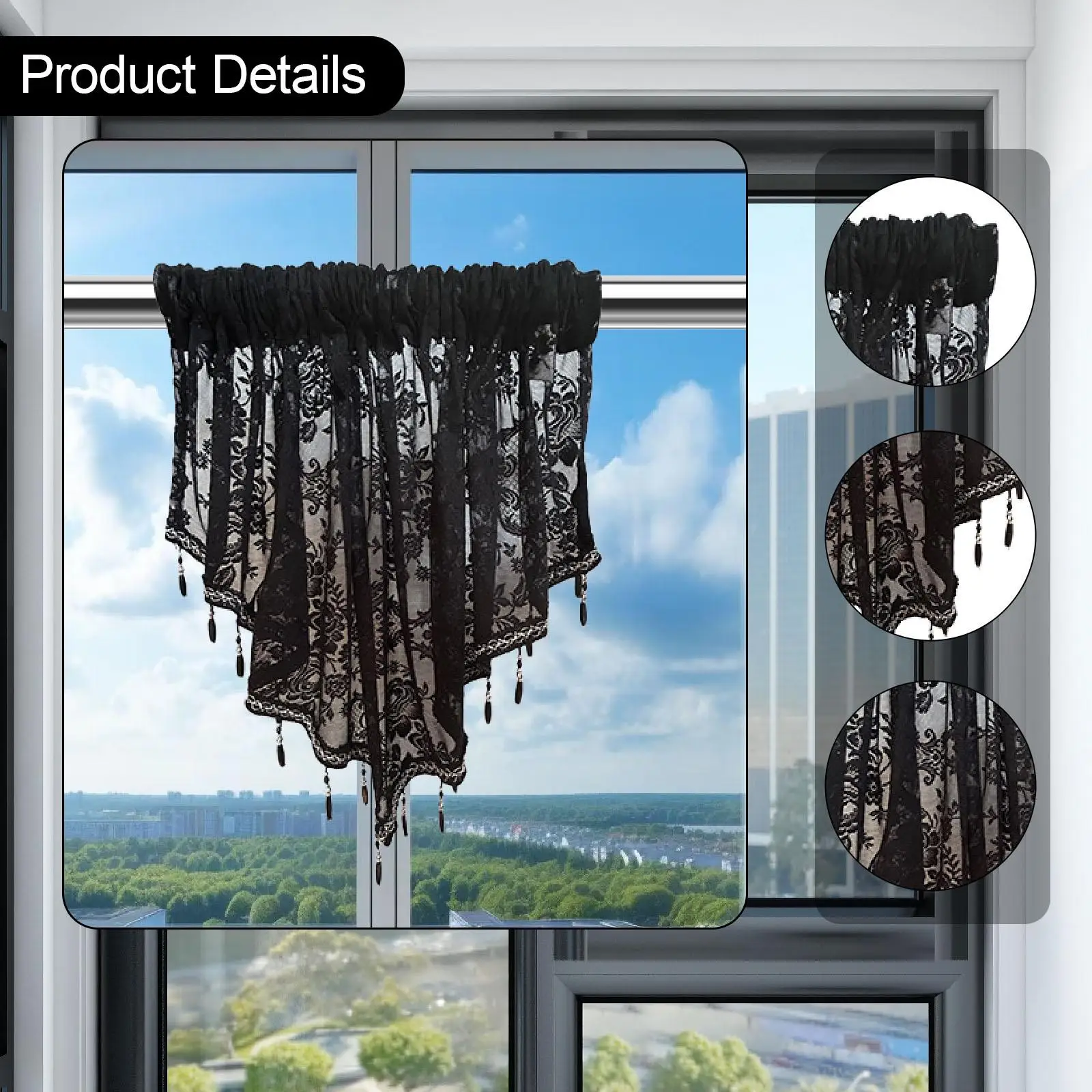 Window Valance Decorative Easy Installation Home Decor Lightweight Kitchen