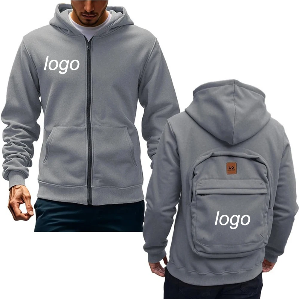 Polarshe Customized Hoodie New Hooded Sweatshirt Backpack Design Pocket On The Back Men's Minimalist Top Streetwear Loose Jacket