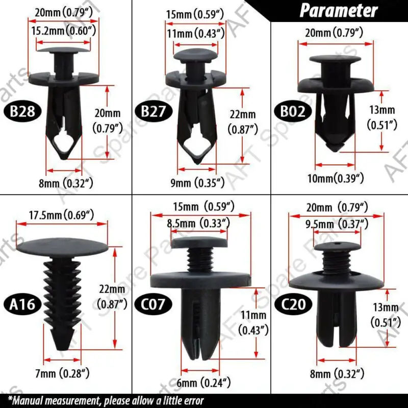 ​190pcs 6 Sizes Auto Fastener Plastic Fastener Rivet for Car Push Pin Rivet Trim Clips Kit