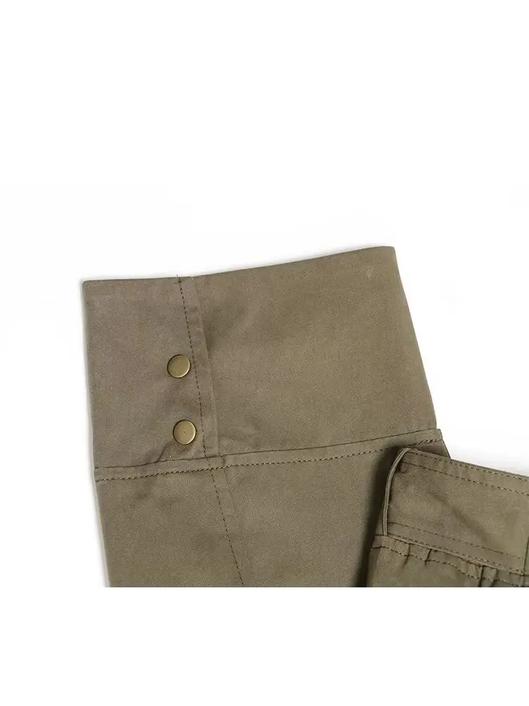 

HH 2026 Autumn Woman Streetweer Style Short Jackets Zipper High-Necked Fashion Belt Decoration Long Sleeves Trendy Solid Coats