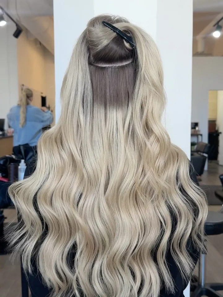 13x4 Lace Front Wig Long Body Wavy Synthetic Balayage Platinum Ash Blonde Luxury High Heat Fiber for White Women