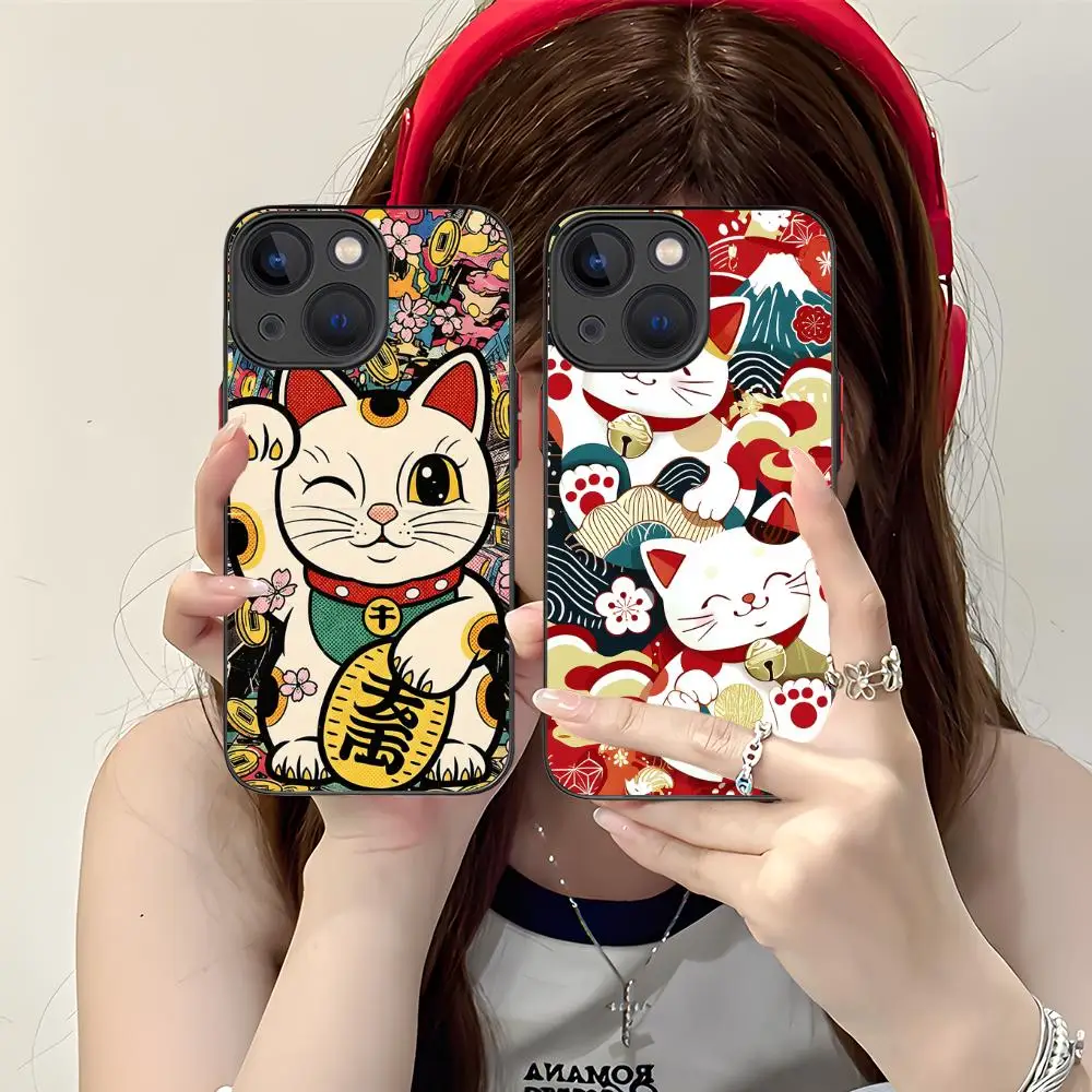 

Чехол для телефона Lucky Cat из силикона для iPhone 17 16 15 14 13 12 11 X XR XS Air Pro Max Plus Mini, разноцветный