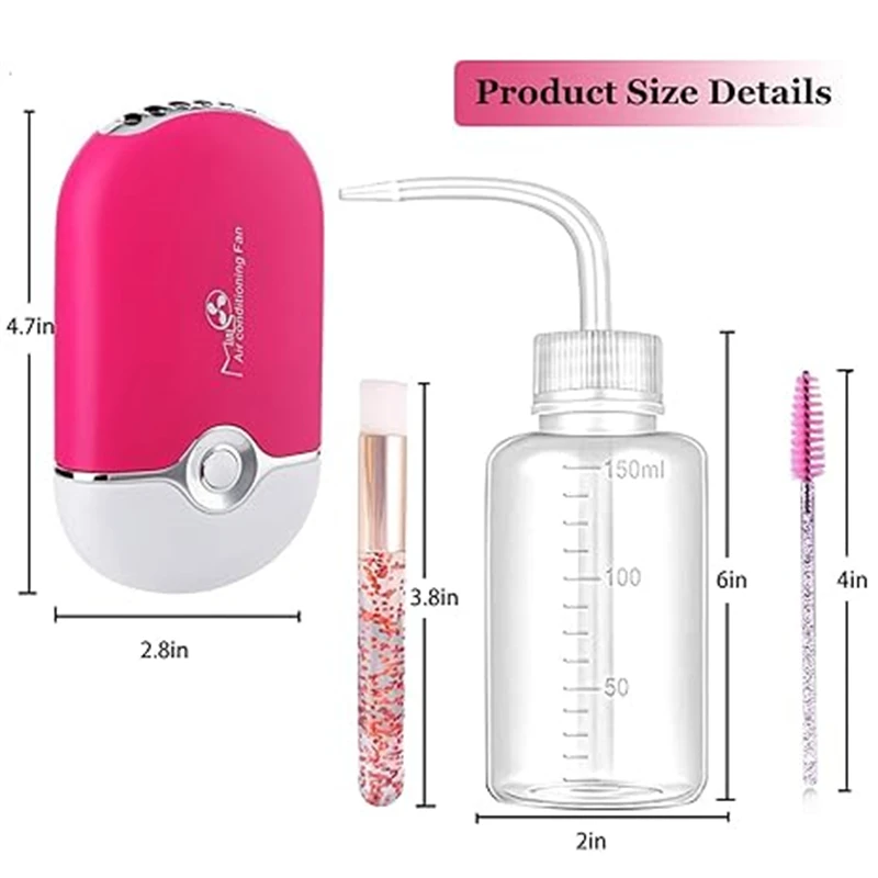 Professional Eyelashes Cleanser Kits USB Mini Dryer Fan Lash Shampoo Brush Cleaning Wash Bottle Microbrush Makeup Remover Tools