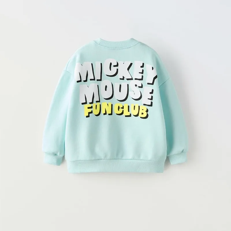 Blue Sweatshirt Miceky Mouse New Style Autumn Costume Cartoon Print Round Neck Hoodies Toddler Casual Loose Long Sleeve Tops