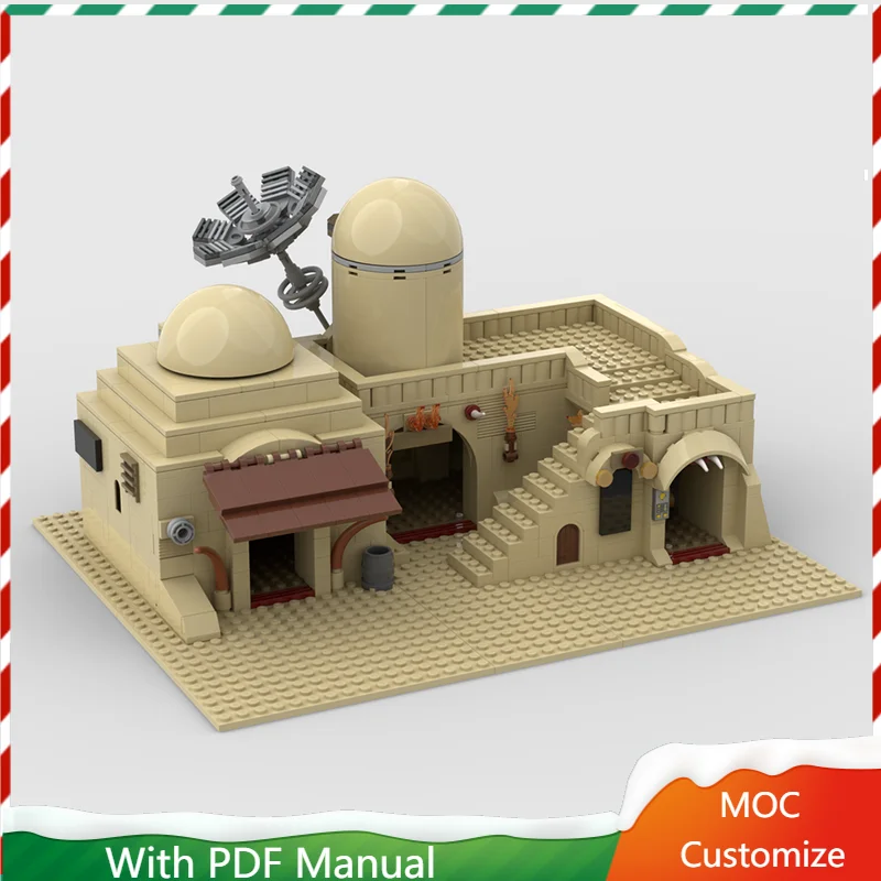 

636 шт., хит продаж, MOC, креативный татуин, двойные сливы, строительные блоки, модель в сборе, дисплей, игрушки для детей, подарки на день рождения