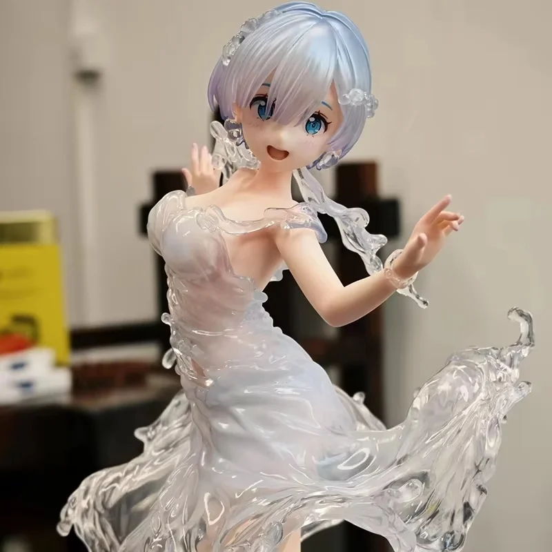 Anime Action Figure Modello da tavolo Un mondo diverso Kit di costruzione antigraffio Giocattolo da collezione quadratico con ornamenti Rem Water Dress