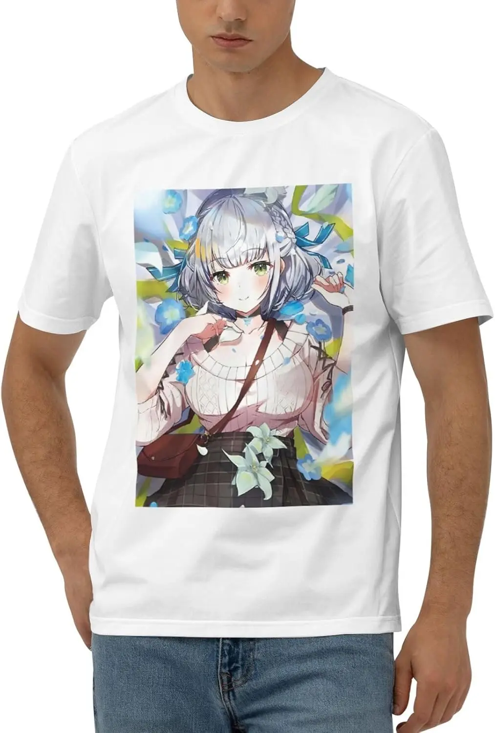 Popular Shirogane Noel (2) Cotton T-shirt, Summer Clothes, Men's T-shirt, Short Sleeve, Crew Neck, Sports