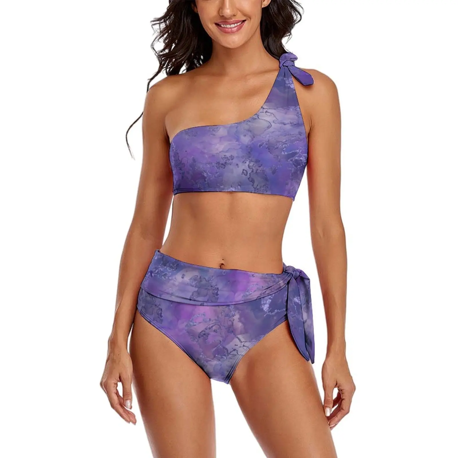 

Marble Ink Bikini Swimsuit Stained Glass Print High Waist Swimwear Sexy Pattern Bikini Set Women Push Up Beach Outfits Gift Idea
