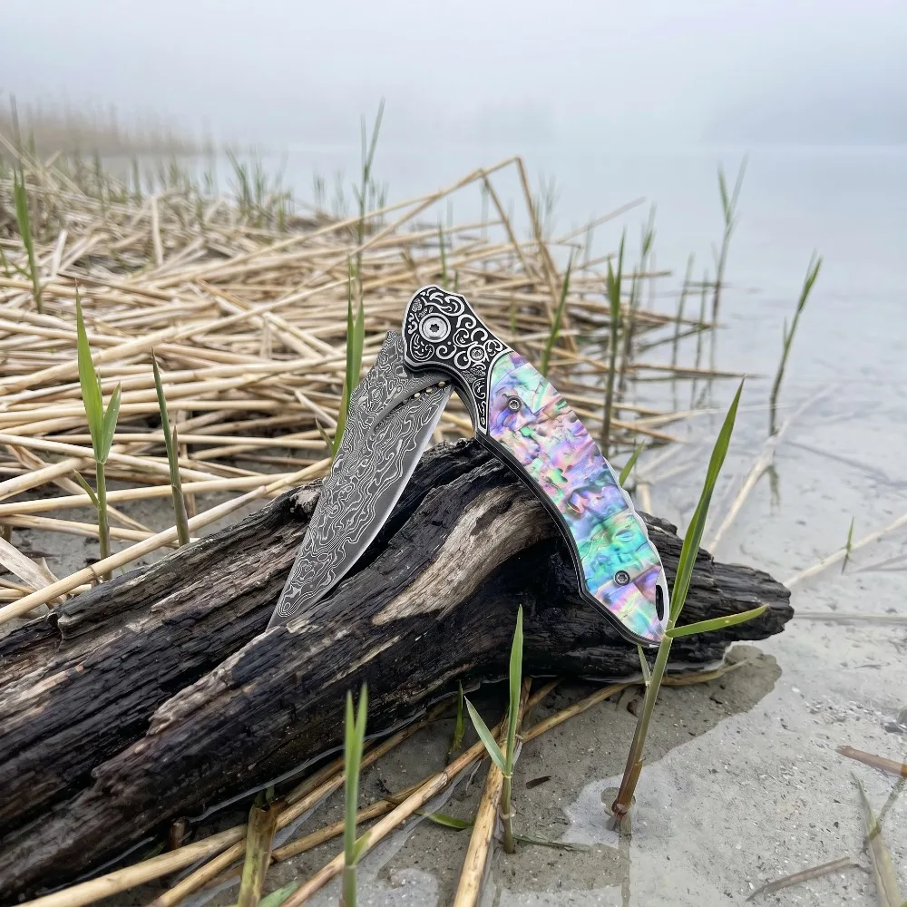 Nieuw vintage Damascus patroon - Vintage Collectible Pocket Knives recensie en prijs
