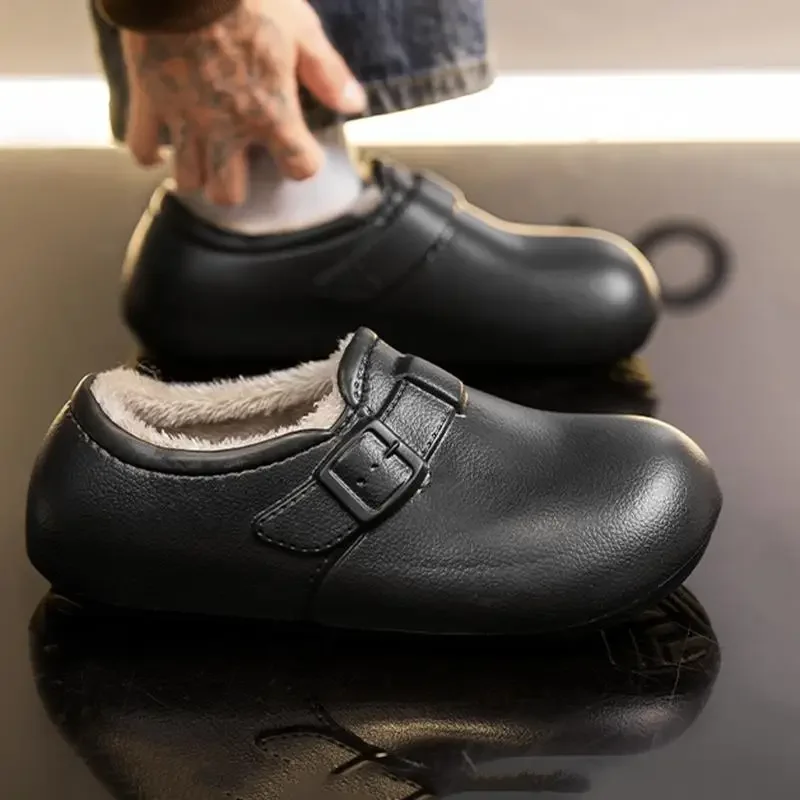 Winter 2026 Warme Plüsch-Leichtgewicht-EVA-Mules-Hausschuhe für Damen, Übergrößen, Wasserdichte Freizeitschuhe, Weiche PU-Flach-Clogs für Damen, Outdoor – Detail 11