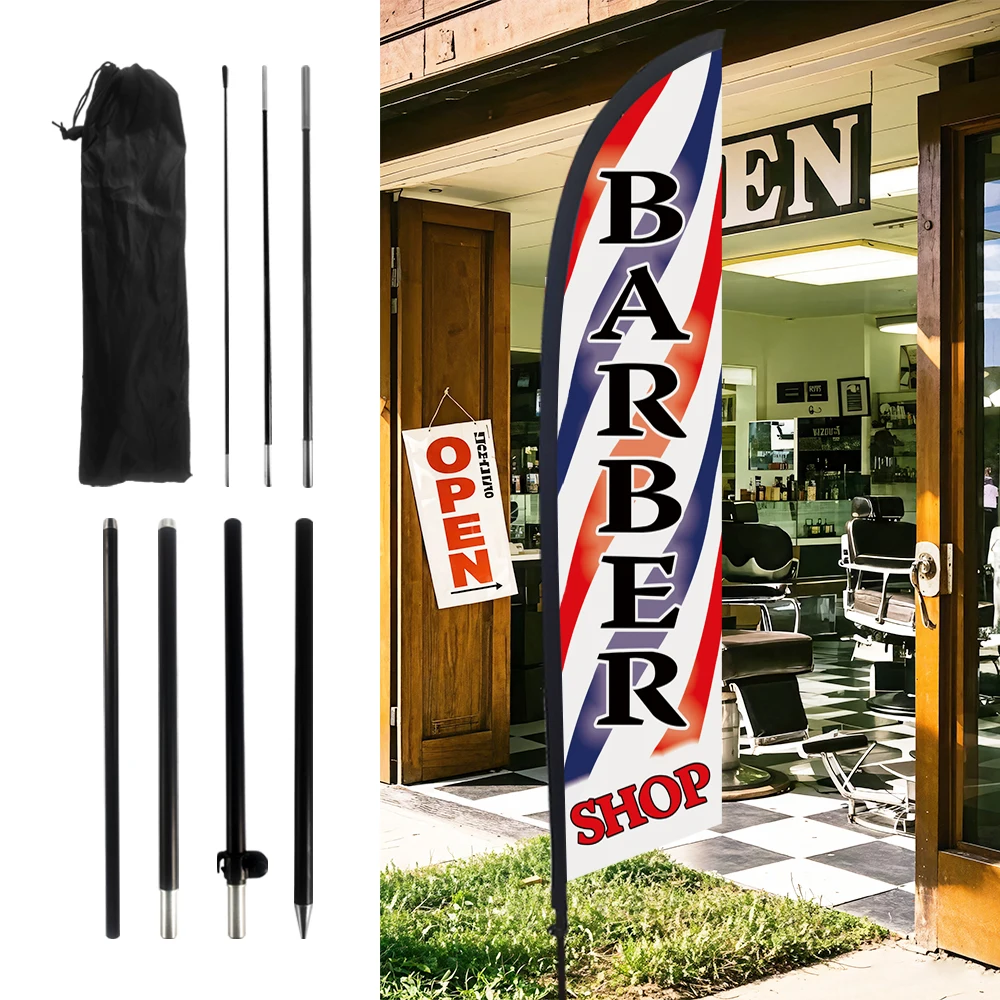 

Barber Shop Hair Design Haircut Color Feather Flag With Flagpole Outdoor Banner Decoration Advertising Sign For Shop And Studio