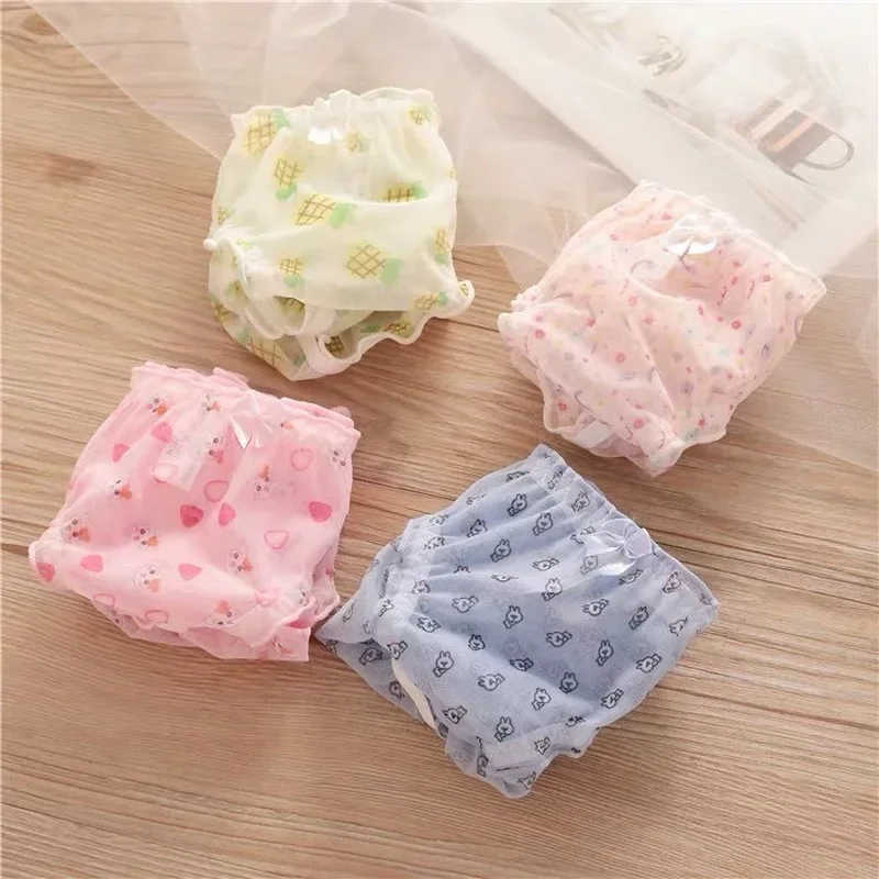 Japanese Underwear Female Girl Sweet Breathable Strawberry Mesh See-through Low-waist Briefs Cartoon Sexy Underwear Women