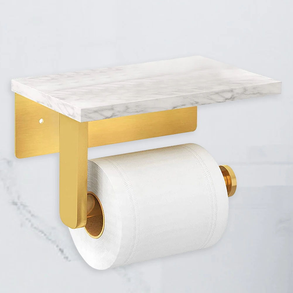 

Modern Paper Towel Holder with Phone Stand, Marble Pattern Metal Dispenser Rack, Wall Mount for Kitchen Bathroom