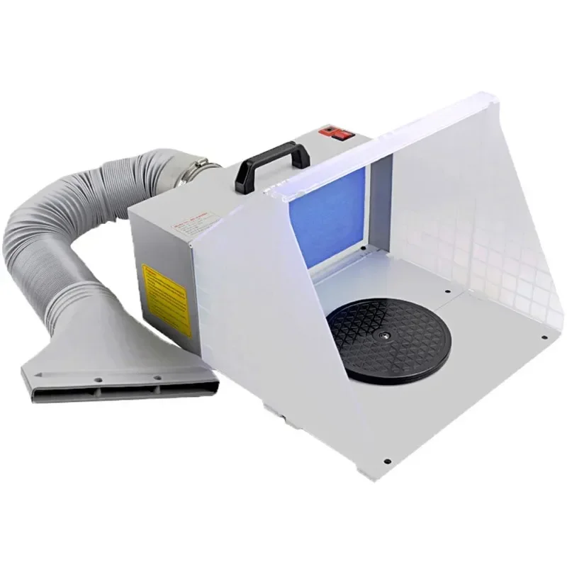 Airbrush Spray Booth Portable Hobby Airbrush Paint Spray Booth Kit with 4 LED Light Powerful Dual Exhaust Fans