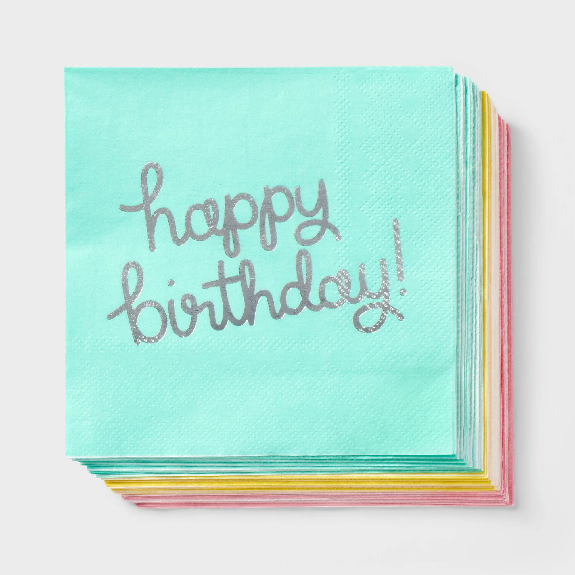 30ct Pastel Happy Birthday Beverage Napkins, Soft Paper Party Serviettes For Cake Table And Drinks Decor