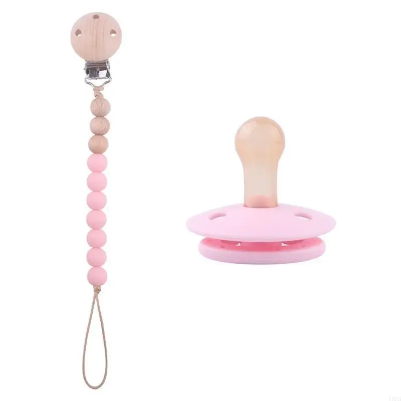 1 مجموعة الطفل الحلمة مع مصاصة سلسلة كليب مصاصة التمريض عضاضة BPA الحرة سيليكون الخرز الرضع الراحة استرضاء مهديء L8RB #2