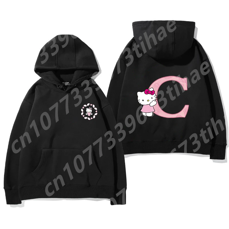 Hello Kitty Hoodie, Children\'s Hoodie, Adult Hoodie, 26 English Letters Harajuku Pattern Fashionable Sports Girl Top Girl Hoodie