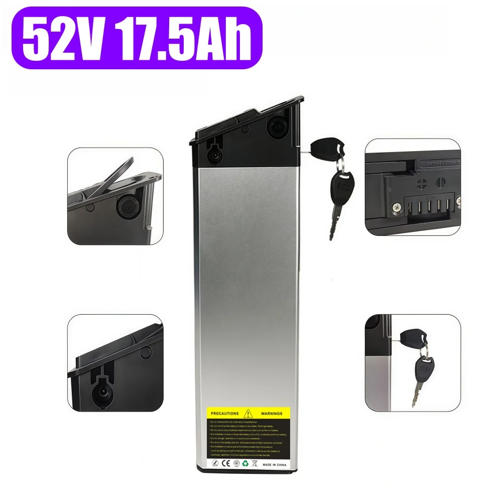 Premium 48V/52V 17.5AH vervangende accu – Verbeterde versie voor DCH-009 Engwe EP-2 Pro Pro & MATE X fiets |   Inclusief 2A oplader