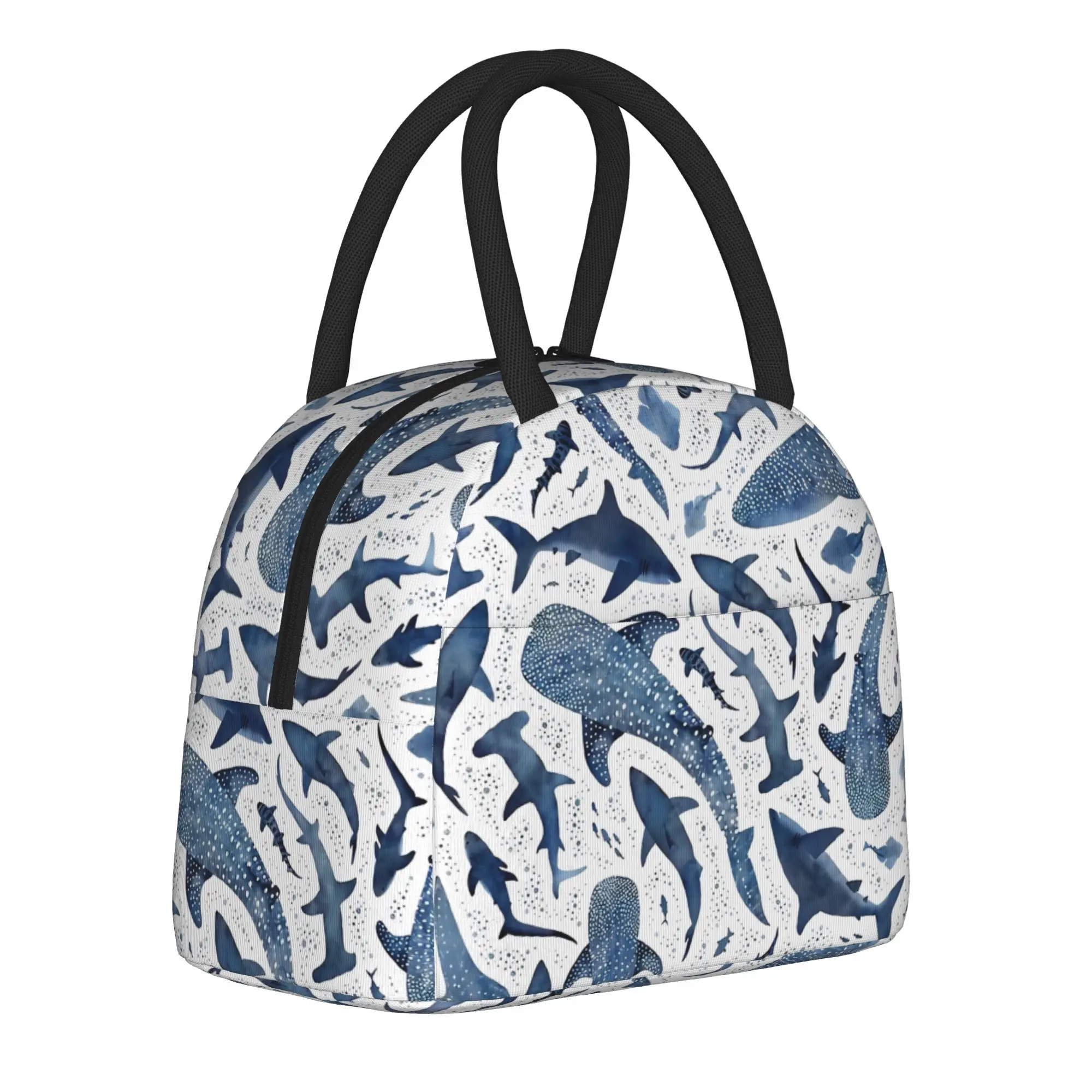 Shark Ocean Insulated Lunch Bag Cooler Bag Reusable,Lunch Container Starry Whale Sharks Large Tote Lunch Box Food Handbag