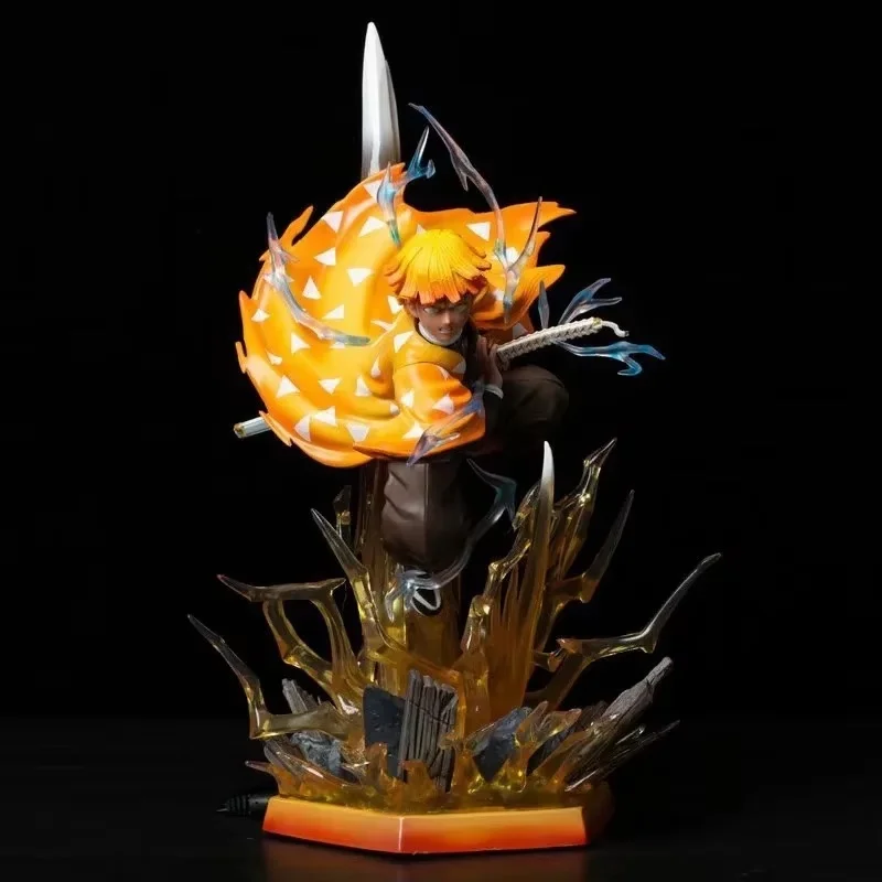 

Demon Slayer Agatsuma Zenitsu Anime Action Figure - Double-Headed Carving Hand-Made Collectible Model Ornament Breath of Thunder