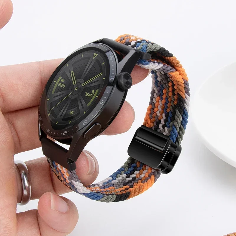 Bracelet en nylon à boucle tressée, bracelet magnétique, Huawei Watch 4, 3, GT4, 3/2 Pro, Samsung Watch 6, 5, 4, 3, Amazfit GTR, GTS Band, 20mm, 22mm