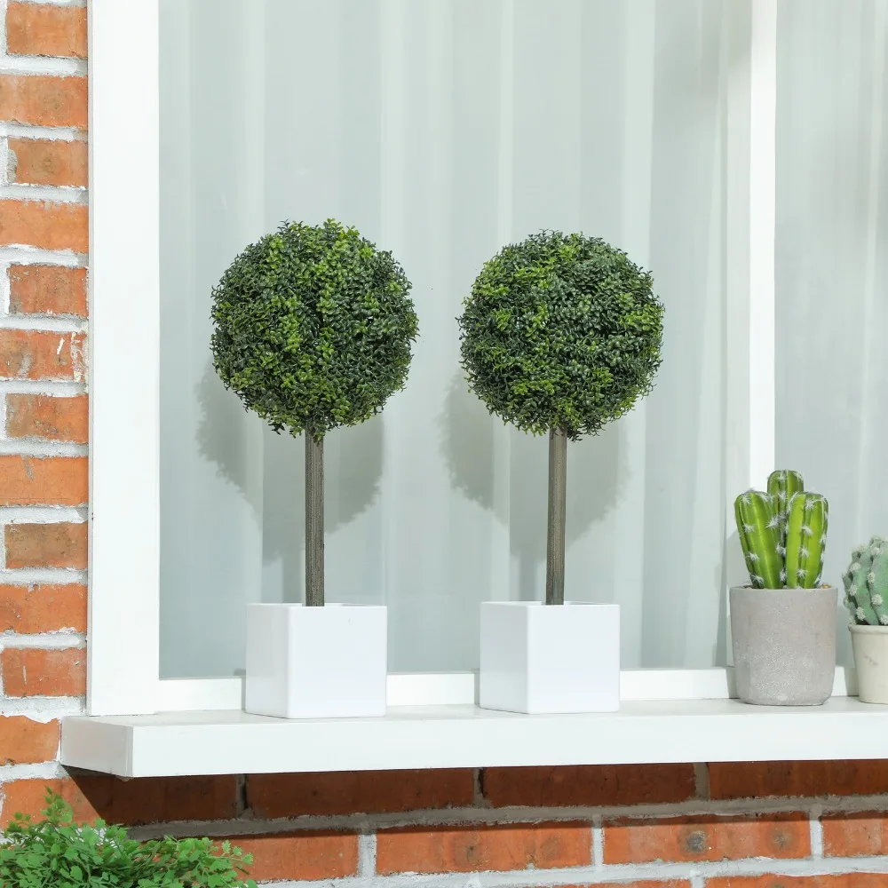 

Lifelike Artificial Plants Set of 2, Fake Boxwood Topiary Balls