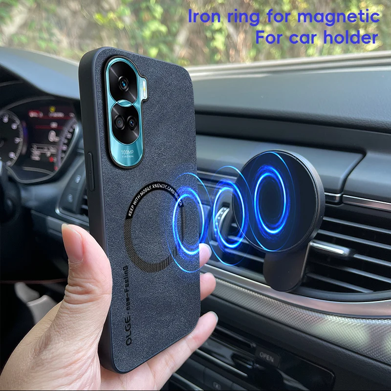 Magnetic Retro Leather Soft Case For Honor 90 Lite Honor90 Lite 5G Wireless Charging Phone Case Cover