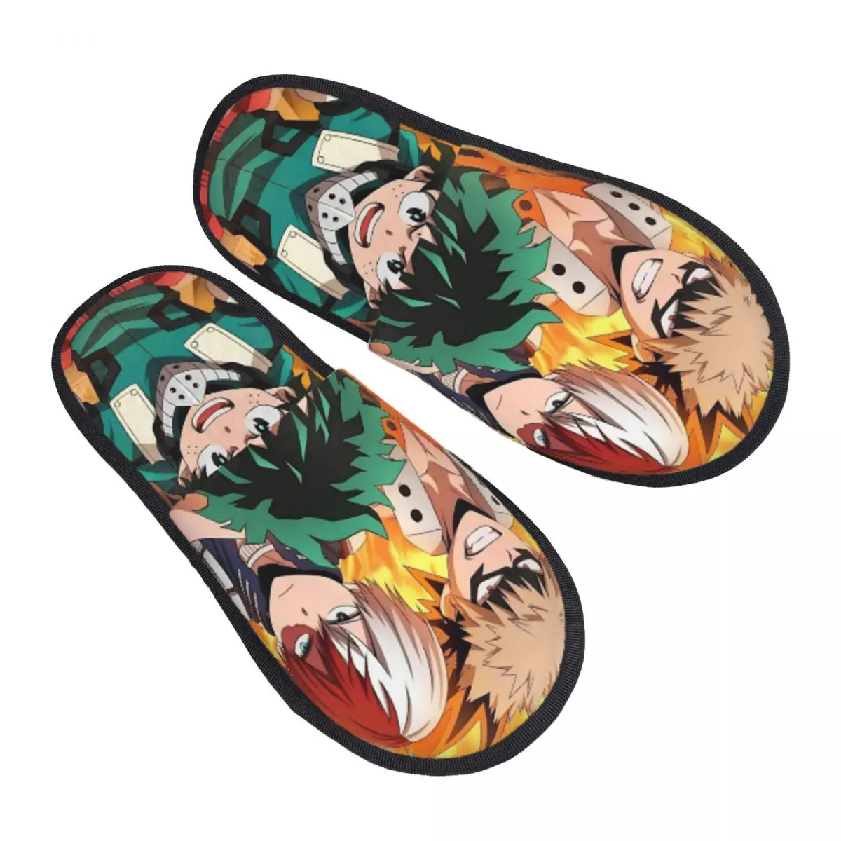 My Hero Academias Winter Cotton Plush Slippers Living Room Soft Memory Foam Slides Anti-skid
