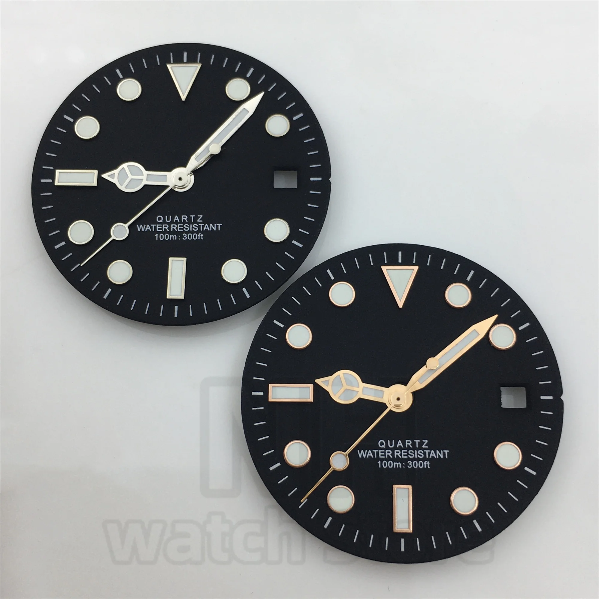 29mm RONDA 515 Watch Dial Black White Matte Glossy Dial And Hands Green Luminous Fit RONDA 515 Movement Quartz Watch Accessories