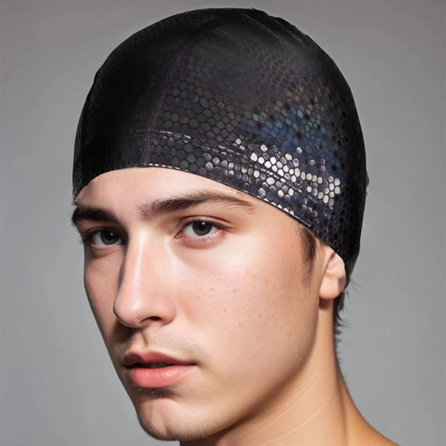 Unisex Big Size PU Dazzling Colorful Swimming Cap Hats Accessories For Man Women Youngs Waterproof Fishtail