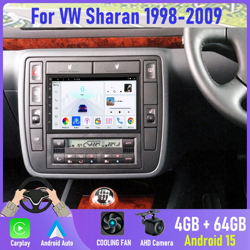 7'' For VW Sharan 1998-2009 Car Radio Android GPS Navi Head Unit Carplay Apple Android Bluetooth Camera Google Map FM 2DIN