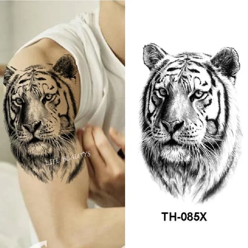 Fake Ttattoo Stickers For men, cold arm Temporary stickers, big head  lion, tiger, wolf tattoo stickers