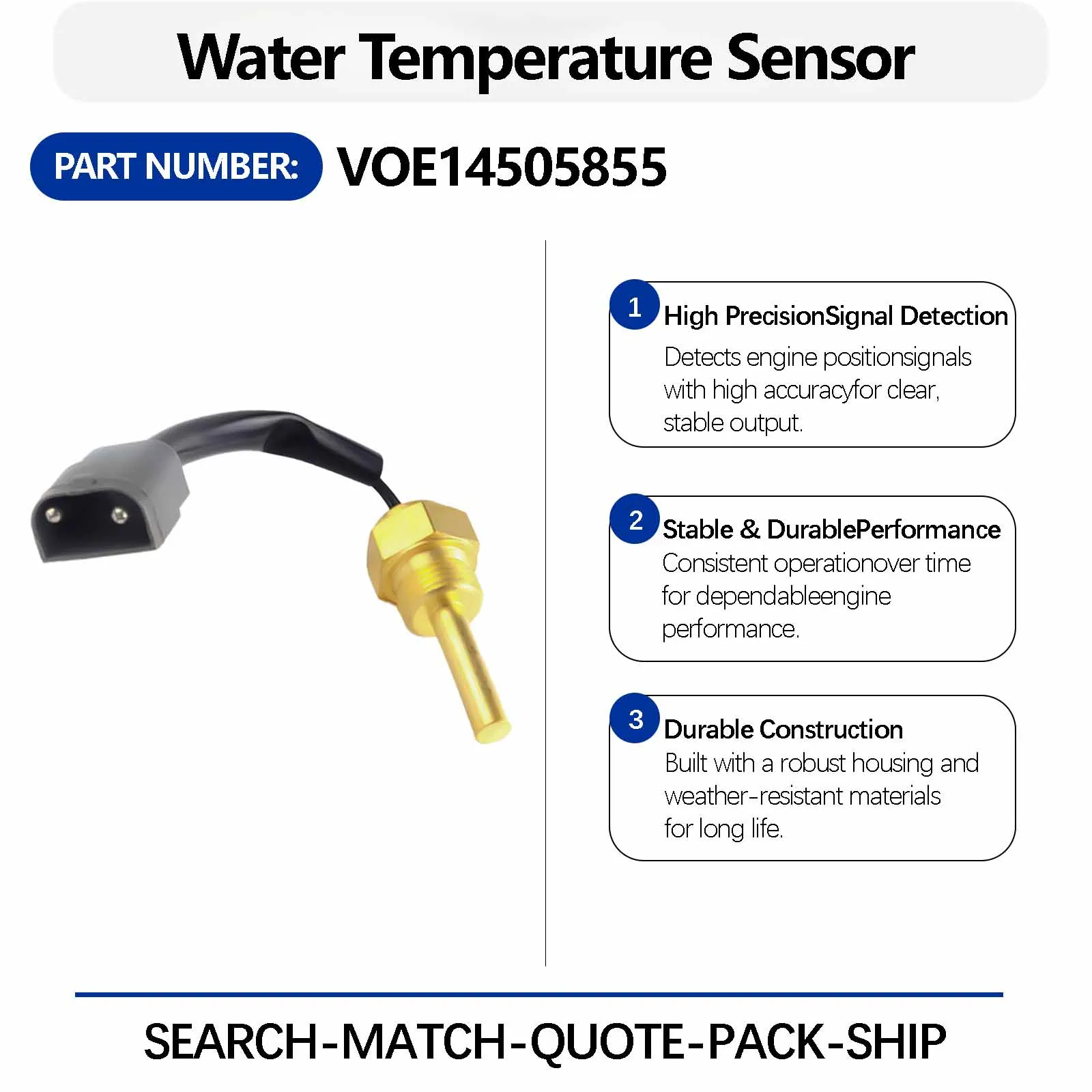Water Temperature Sensor VOE14505855 For Volvo EC210B EC290B Excavators