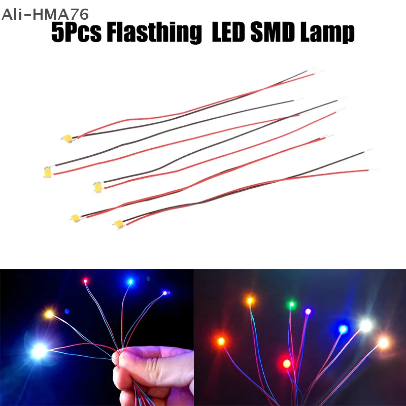 

5Pcs 0805 Flashing LED SMD Lamp Wired Micro Led Pre-Soldered Chip Mini Wired Lamp For Railway Model Toy DIY Car Model Parts