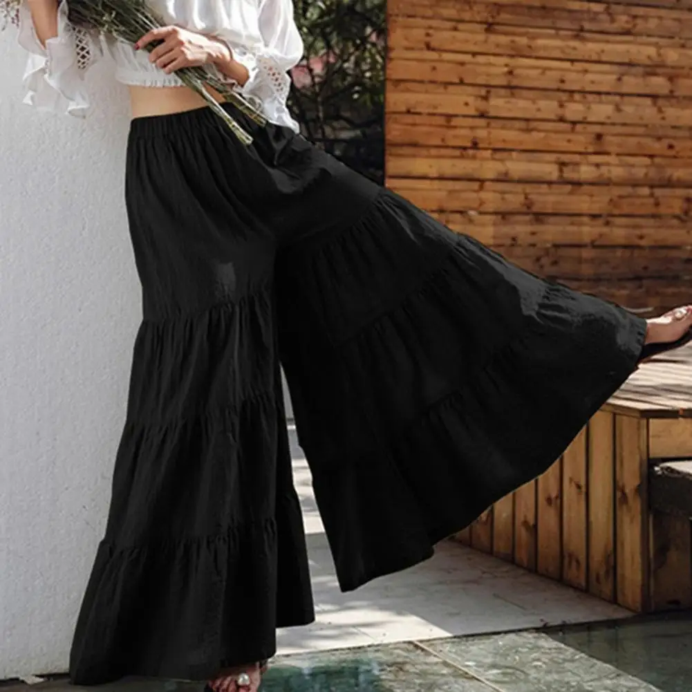 Casual Trousers Skirt Long Trousers Skirt Ankle-length Sliced Craft Women Wide Leg Pants Layered Women Pants Skirt Layered Skirt