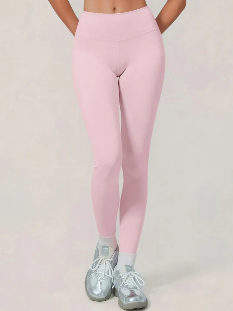 Soft Motion Straight Leg Bottoms Women's Mid-Waist Yoga Pants GYM Leggings Naked Feel Pilates Running Sports Trousers Leggings