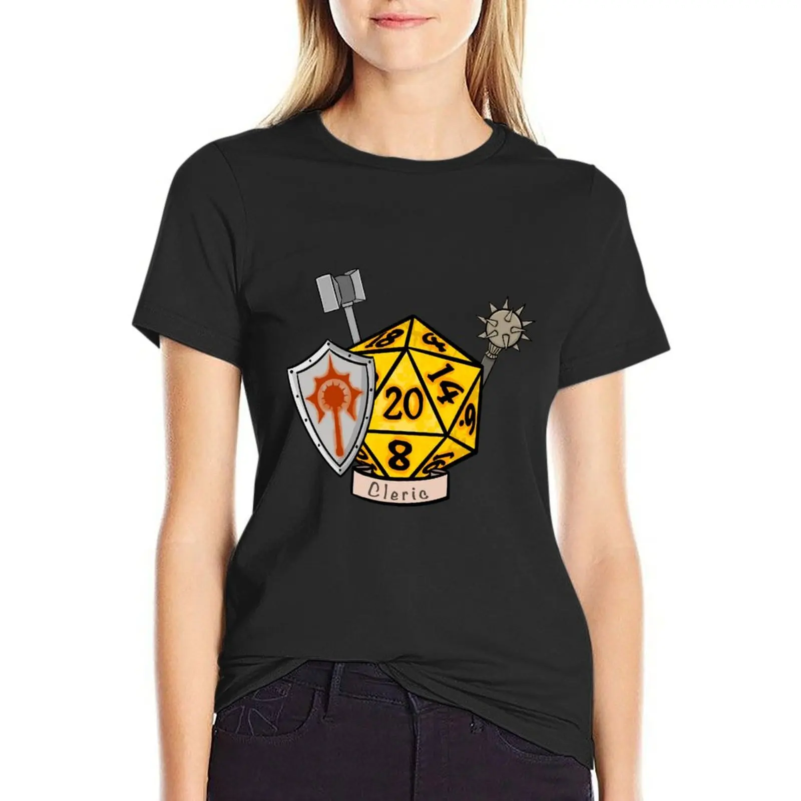 

DnD D20 class cleric T-Shirt blacks summer top oversized Woman T-shirts