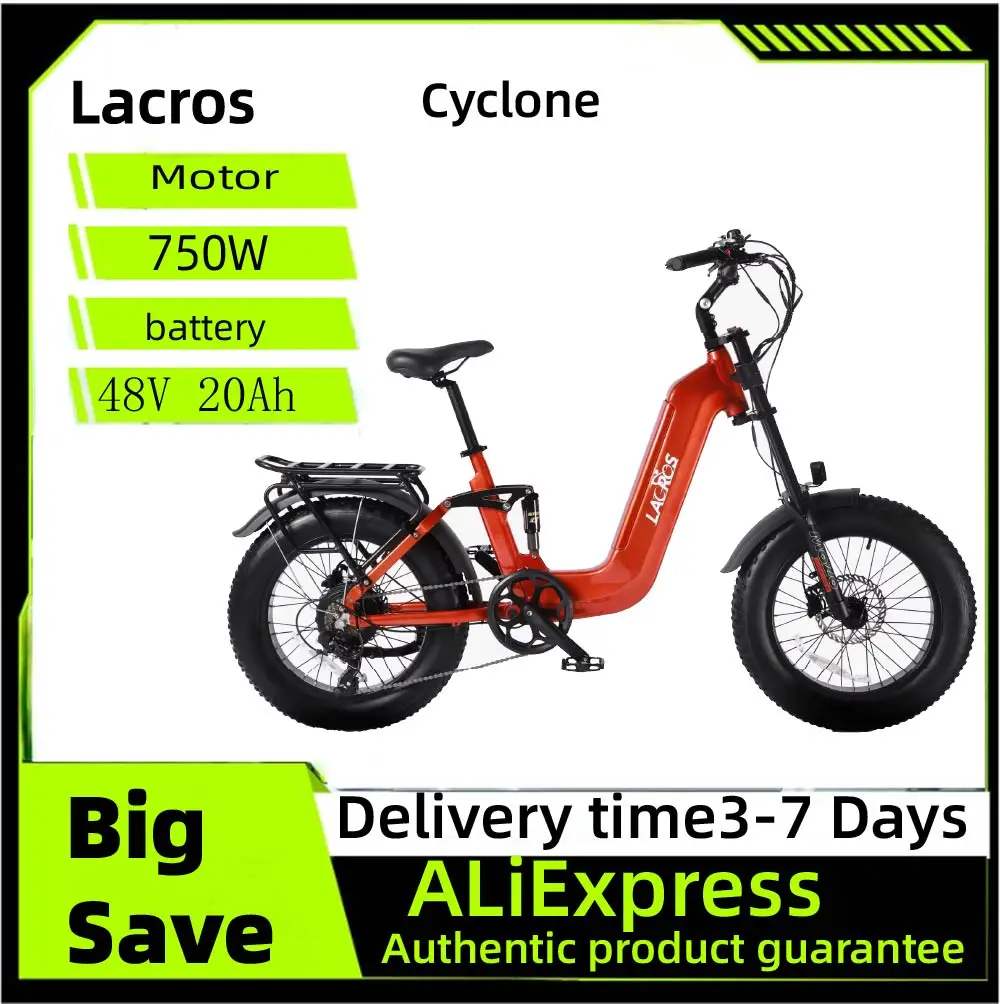 

Lacros Cyclone Adult E-bike 750W Motor city ebike 48V20Ah Battery Electric Bike 20 Inch Fat Tire Electric Bicycle