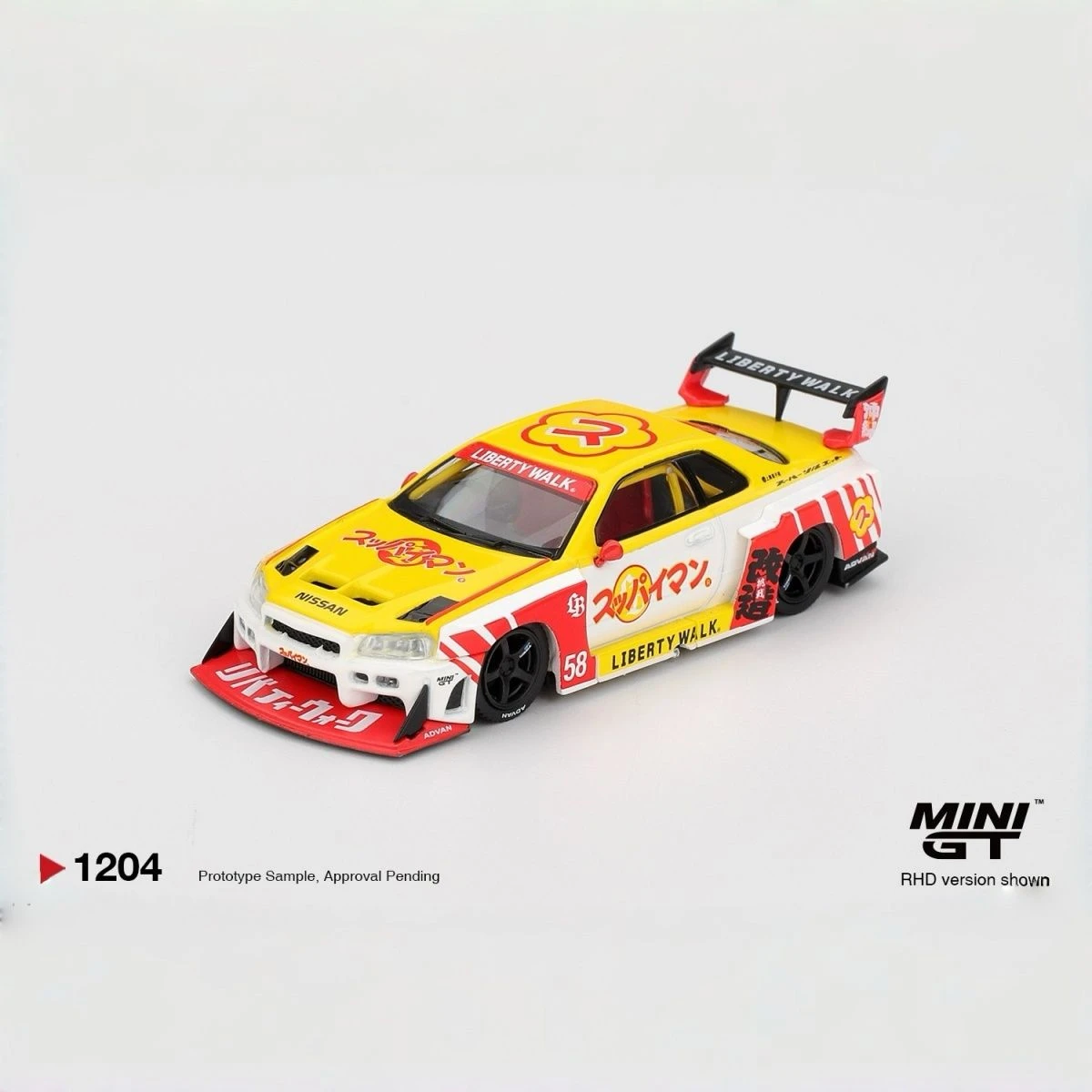 MINIGT 1:64 Nissan LB-ER34 Super Silhouette SKYLINE Suppaiman Okinawa Alloy Die Casting Car Model Collection