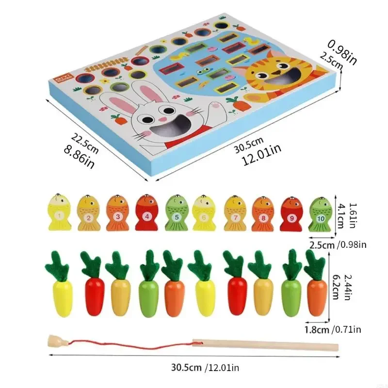 Educatief houten activiteitenspeelgoed voor kinderen Wortel oogsten Magnetisch visspel Speelgoed ontwikkelt hand- en 15UB